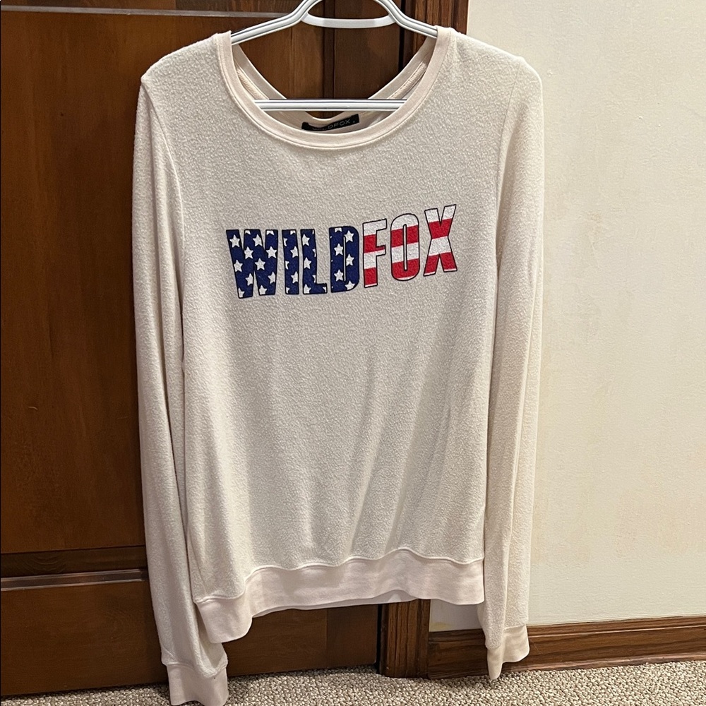 Wildfox Cream Sweatshirt with Red and Blue Graphic